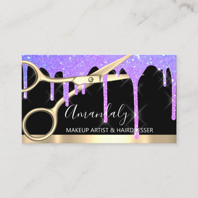 Friseur-Stylistin Tropfen Schere Coiffeur Visitenkarte (Vorderseite)