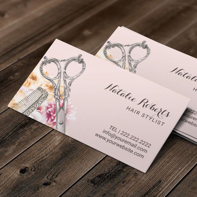 Friseur-Stylistin Vintag Blütenrot Rosa Ernennung Terminkarte (Von Creator hochgeladen)