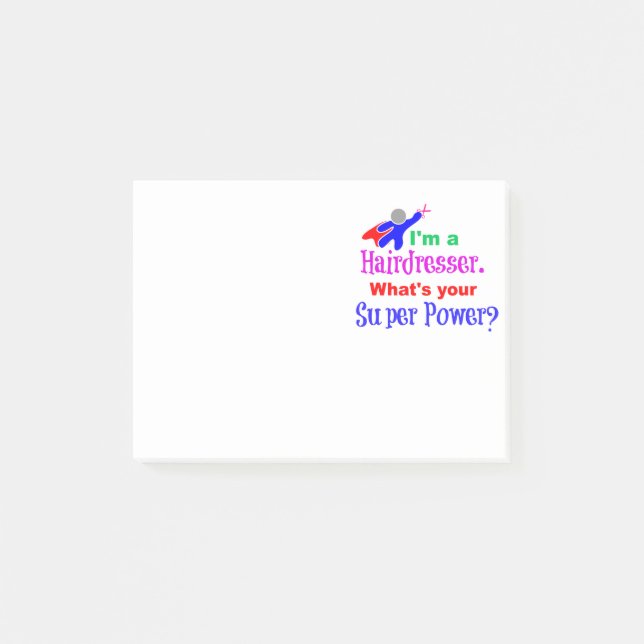 Friseur Super Power Post-it Klebezettel (Vorderseite)