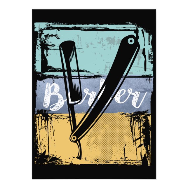 Friseur-T-Shirt: Vintag Retro-Razor Fotodruck (Vorne)