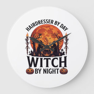 Friseur Tag Hexe Nacht Halloween Kamm Schere Große Wanduhr
