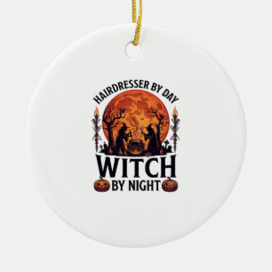 Friseur Tag Hexe Nacht Halloween Kamm Schere Keramik Ornament