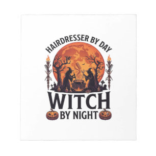 Friseur Tag Hexe Nacht Halloween Kamm Schere Notizblock
