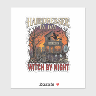 Friseur Tag Hexe Nacht Halloween Salon Totenköpfe Aufkleber