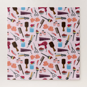 Friseur-Tools, Nahtloses, stilvolles Muster. Puzzle