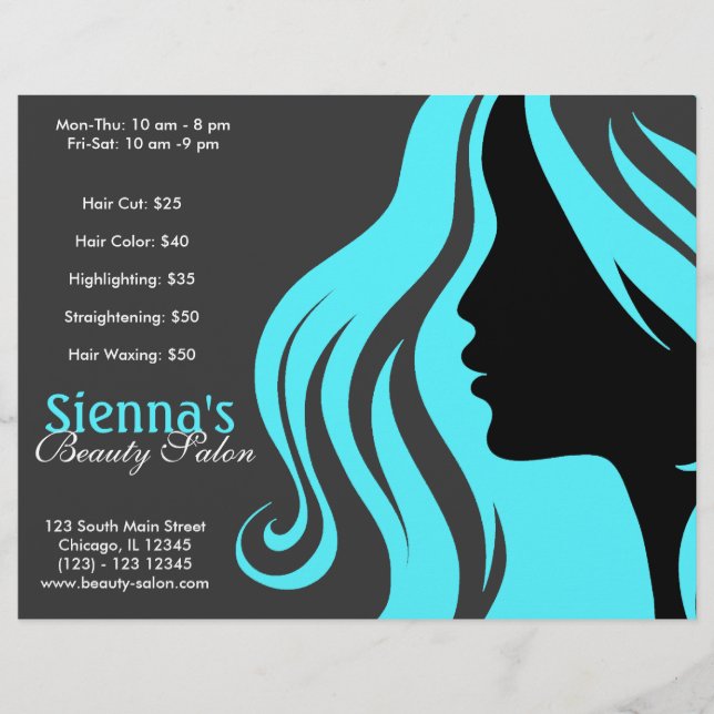 Friseur (Türkis) Flyer (Vorne)