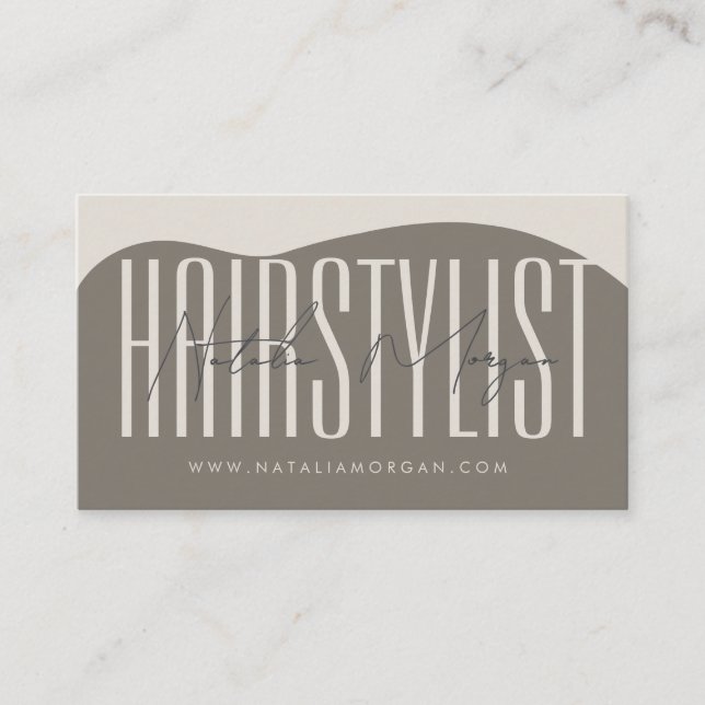 Friseur-Typografie-Script Minimalist Boho Visitenkarte (Vorderseite)
