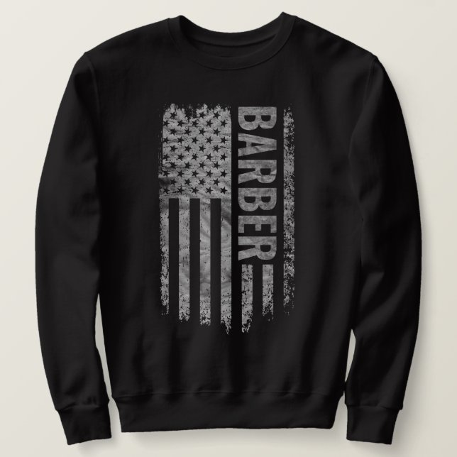 Friseur USA-Flagge Distressed-Design Sweatshirt (Design vorne)