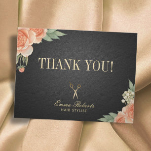 Friseur Vintage Floral Salon Danke Postkarte