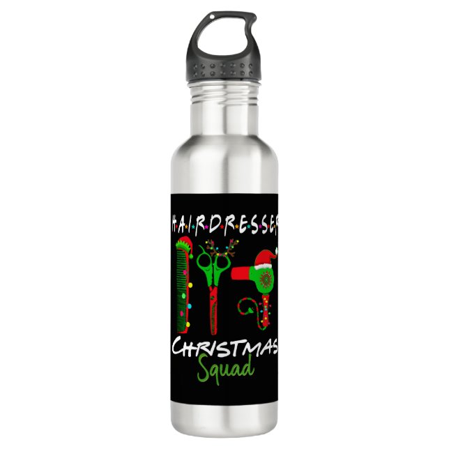 Friseur Weihnachts-Crew Matching Geschenke Edelstahlflasche (Vorderseite)