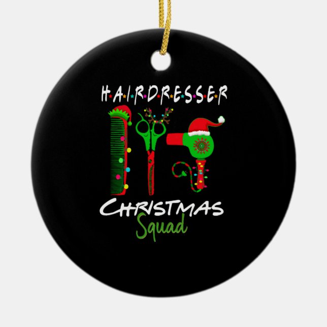 Friseur Weihnachts-Crew Matching Geschenke Keramik Ornament (Vorne)