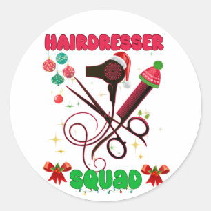 Friseur Weihnachts-Squad Friseur Salon Funny Runder Aufkleber