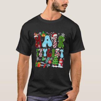 Friseur Weihnachtsbaum Leopard Santa Schneemann  T-Shirt