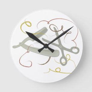 Friseur-Werkzeuge Runde Wanduhr