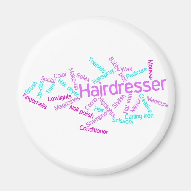 Friseur Word Cloud Magnet (Vorne)