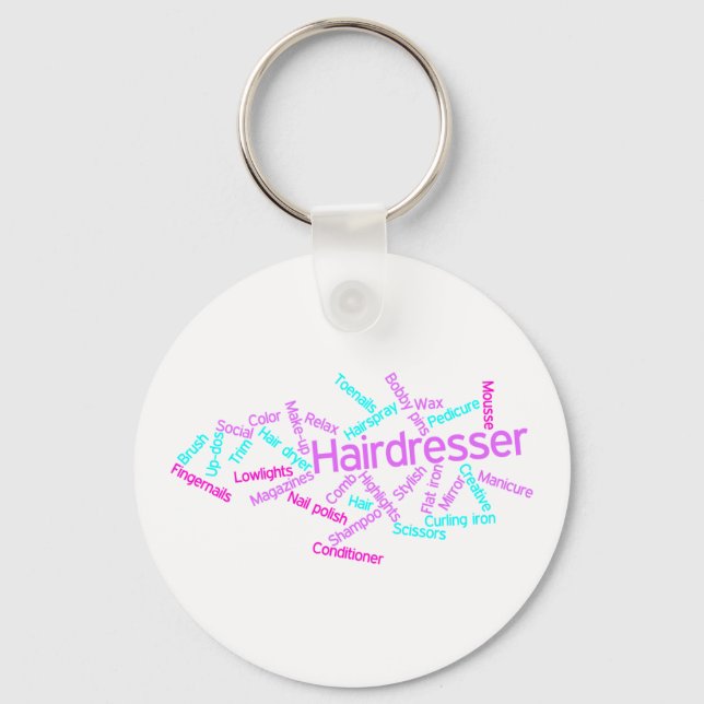 Friseur Word Cloud Schlüsselanhänger (Vorderseite)