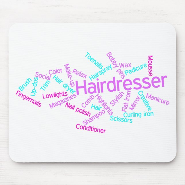 Friseur-Wort-Wolke Mousepad (Vorne)