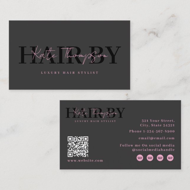 Friseure Lash Techs Nageltechniker MUA QR-Code Visitenkarte (Vorne/Hinten)