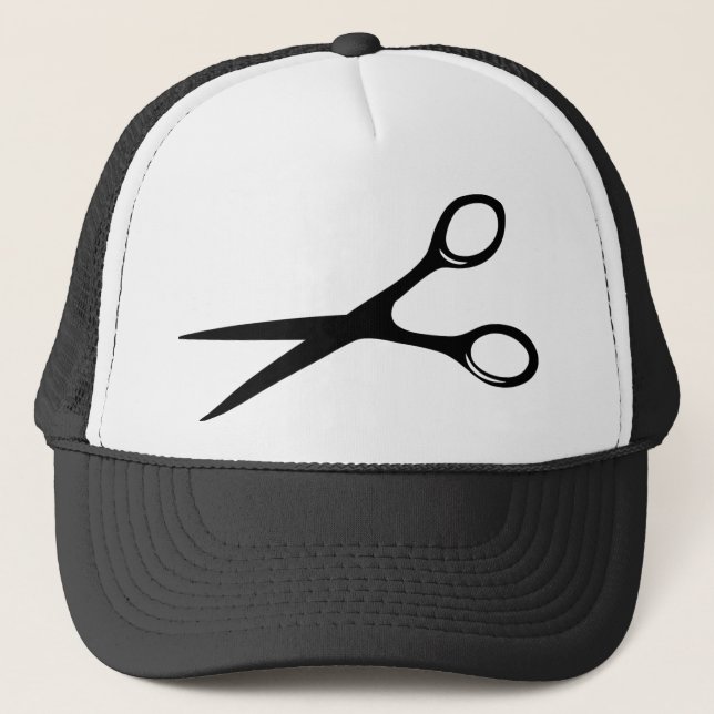 Friseurfriseur scissors Schwarzes Truckerkappe (Vorderseite)