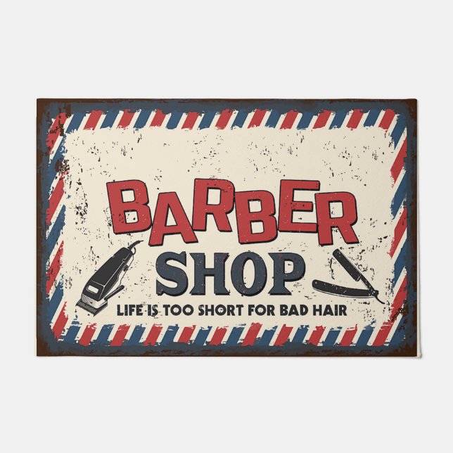 Friseurgeschäft Doormat, Vintage Designmatte Fußmatte (Vorderseite)