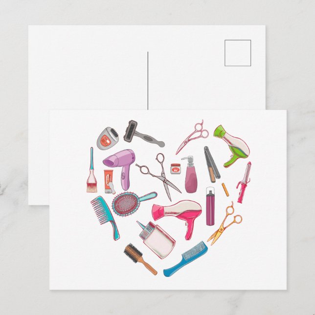 Friseurhandwerkzeug Postkarte (Vorne/Hinten)