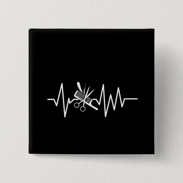 Friseurin - Barberschere - Comb Heartbeat Button (Vorderseite)