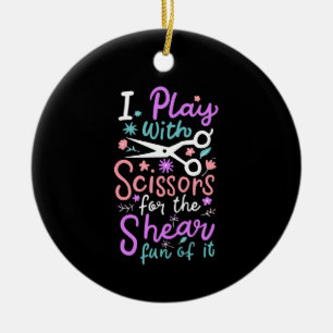 Friseurin Keramik Ornament