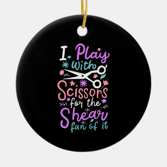 Friseurin Keramik Ornament (Vorne)