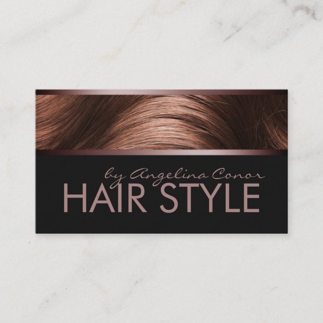 Friseurin Stylist Brown Hair Business Card Visitenkarte (Vorderseite)