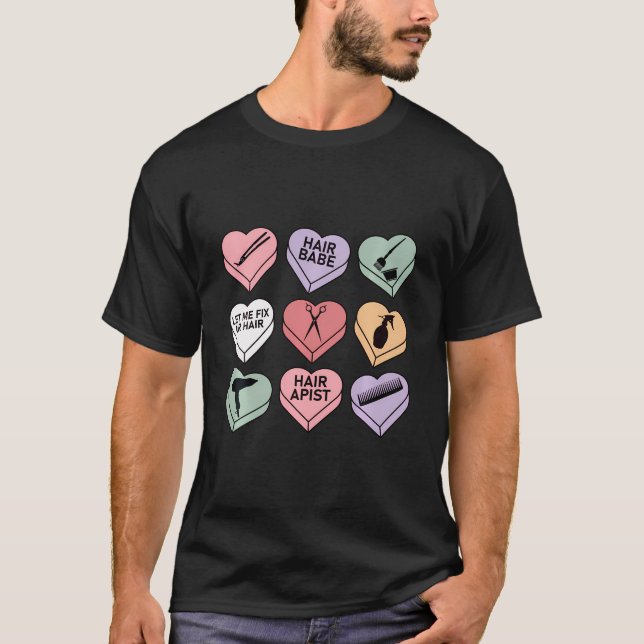 Friseurin Valentinstag Hair Stylist T-Shirt (Vorderseite)