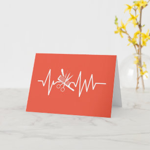 Friseurladen - Barberschere Comb Heartbeat Card Karte