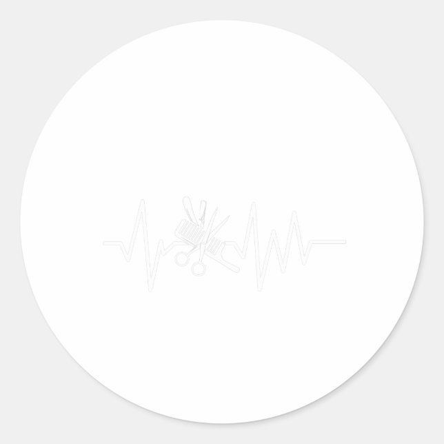 Friseurladen - Barberschere - Comb Heartbeat Runder Aufkleber (Vorderseite)