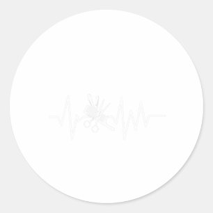 Friseurladen - Barberschere - Comb Heartbeat Runder Aufkleber