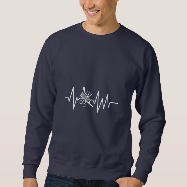 Friseurladen - Barberschere - Comb Heartbeat Sweatshirt (Vorderseite)