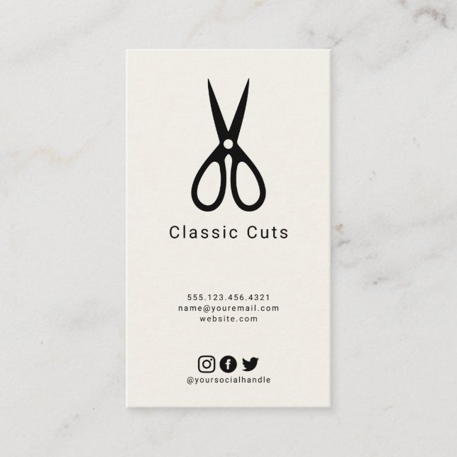 Friseursalat für Männer mit Logo für kleine Schere Visitenkarte (Vorderseite)