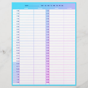 Friseursalon 1-tägige Terminkalender Briefbogen
