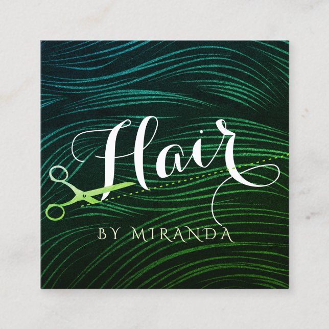 Friseursalon Beauty Green Gold Schere Terminkarte (Vorderseite)