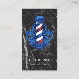 Friseursalon   Black Marble Business Card Visitenkarte