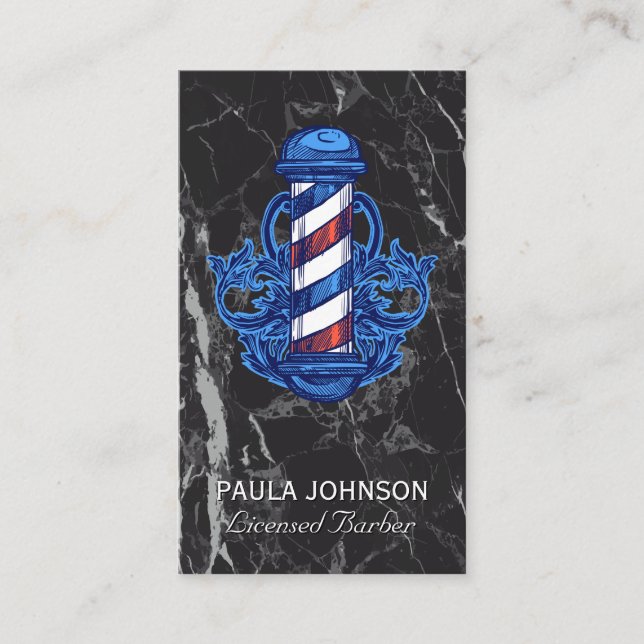 Friseursalon | Black Marble Business Card Visitenkarte (Vorderseite)