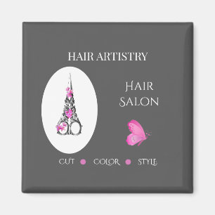 Friseursalon-Boutique-Geschäfts-Branding-Schere Magnet