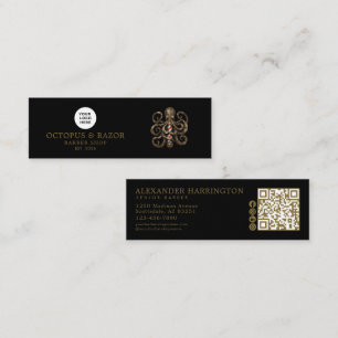 Friseursalon Bronze Octopus Qr Code Social Icons Mini Visitenkarte