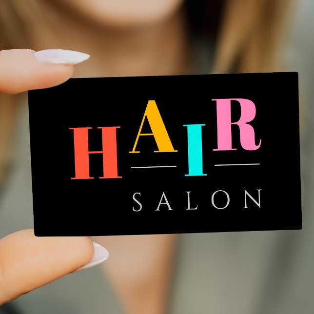 Friseursalon bunte Typografie Moderner Friseur Visitenkarte (Von Creator hochgeladen)