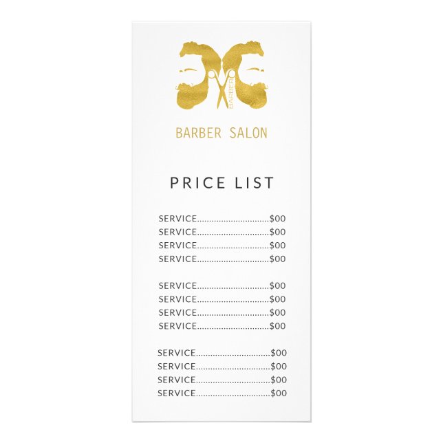 Friseursalon - einfache Goldpreisliste Werbekarte (Vorne)