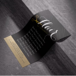 Friseursalon Fairstylist Moderne Black Gold Schere Flyer
