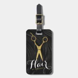 Friseursalon Fairstylist Moderne Black Gold Schere Gepäckanhänger