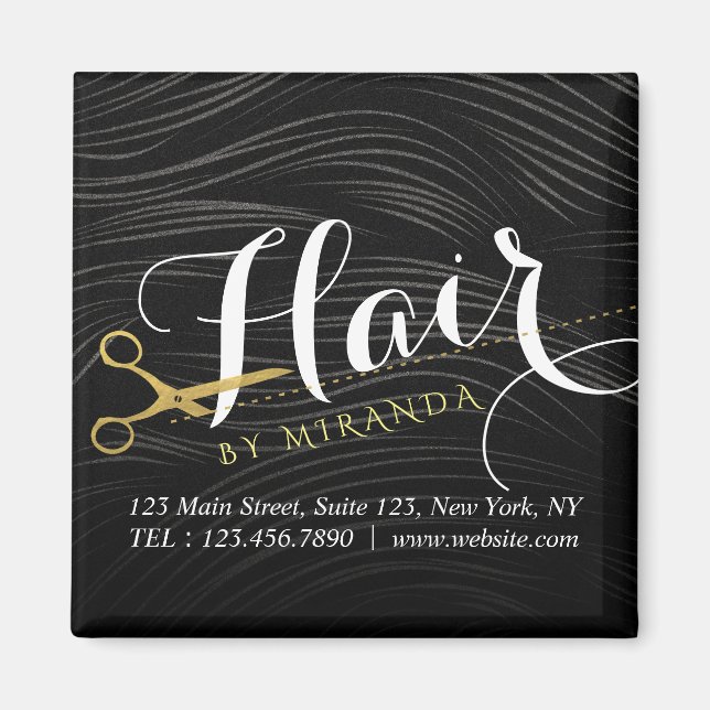 Friseursalon Fairstylist Moderne Black Gold Schere Magnet (Vorne)