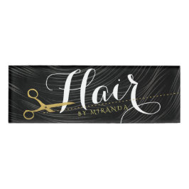 Friseursalon Fairstylist Moderne Black Gold Schere Namenschild