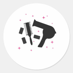 Friseursalon Friseur Logo Haartrockner Runder Aufkleber