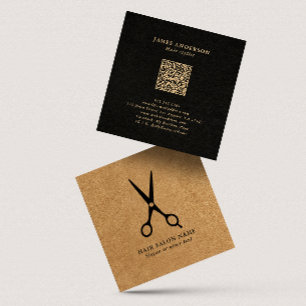 Friseursalon/Friseur Scheren Faux Kraft QR Code Quadratische Visitenkarte