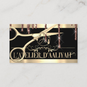 Friseursalon-Friseursalon Goldene Schere Logo Visitenkarte